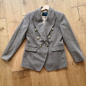 Banana Republic Gray Blazer Double-Breasted Tailored